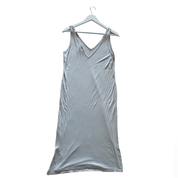 H&M Basics Soft Grey Casual Maxi Dress Size Small, Long Sleeveless Cotton Dress - Picture 4 of 6
